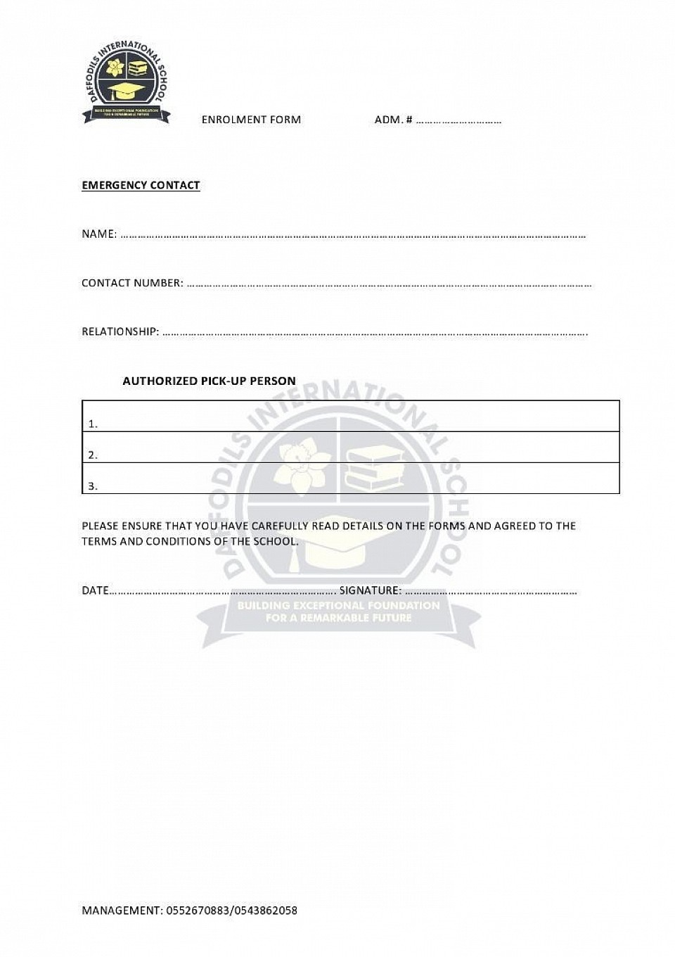 Enrollment form